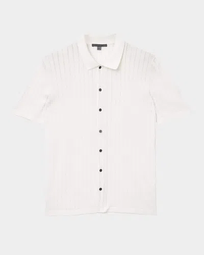 John Varvatos Men's Moore Button-down Summer Sweater Shirt In White
