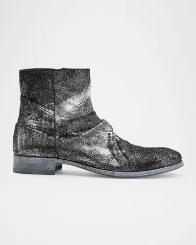 John Varvatos Men's Morrison Sharpei Foil-sprayed Calf Hair Boots In Silver Heather