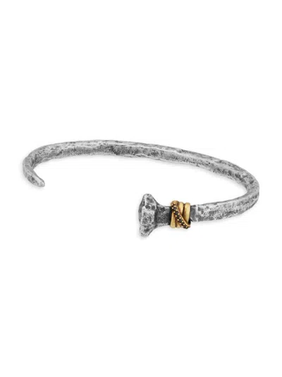 John Varvatos Men's Nails Two-tone Sterling Silver, Brass & 0.05 Tcw Black Diamond Cuff In Metallic