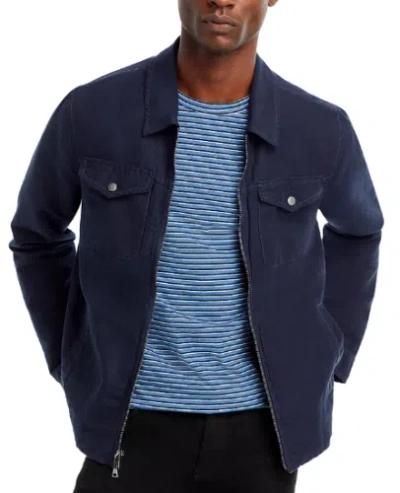 Pre-owned John Varvatos Men's Navy Santiago Zip Front Jacket, 48 In Blue