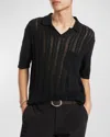 John Varvatos Odin Short Sleeve Textured Linen Sweater In Black