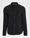 John Varvatos Marshall Coated Western Snap-up Shirt In Black