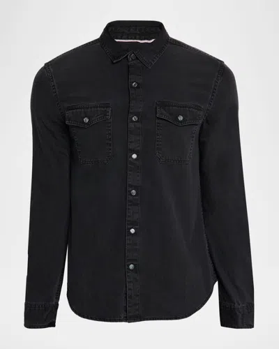 JOHN VARVATOS MEN'S OTTO BLACK DENIM SNAP-FRONT WESTERN SHIRT