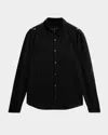 John Varvatos Phoenix Pleat Front Button-up Shirt In Black