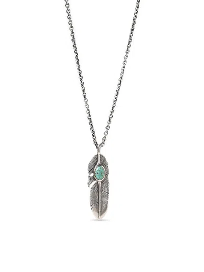 John Varvatos Men's Raven Sterling Silver & Turquoise Feather Pendant Necklace