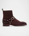 John Varvatos Men's Regent Harness Suede Ankle Boots In Oxblood
