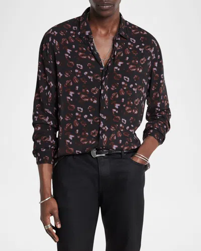 John Varvatos Men's Rodney Kiss-print Sport Shirt In Carbon Grey