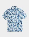 John Varvatos Sean Short Sleeve Button-up Shirt In Fountain Htr