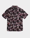 John Varvatos Sean Short Sleeve Button-up Shirt In Plum