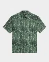 John Varvatos Sean Short Sleeve Button-up Shirt In Clover Green