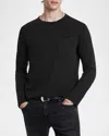 John Varvatos Sid Raw Edge Organic Cotton Long Sleeve T-shirt In Black
