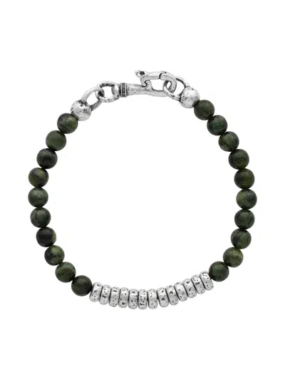 John Varvatos Men's Simit Sterling Silver & Canadian Jade Beaded Bracelet In Green