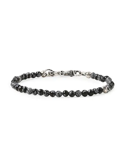 John Varvatos Men's Skull Sterling Silver & Obsidian Beaded Bracelet In Black