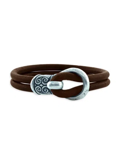 John Varvatos Men's Sterling Silver & Leather Double-strand Bracelet In Brown