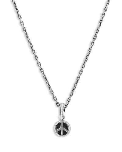 John Varvatos Men's Sterling Silver Artisan Peace Sign Pendant Necklace, 24 In Brown