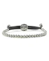 John Varvatos Men's Sterling Silver Distressed Bead Leather Cord Bolo Bracelet In Silver/black