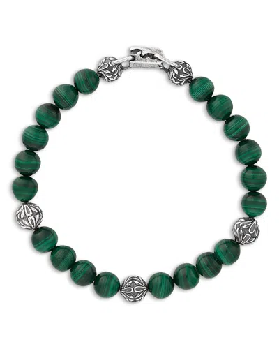 John Varvatos Men's Sterling Silver Gothic Malachite Bead Bracelet In Green