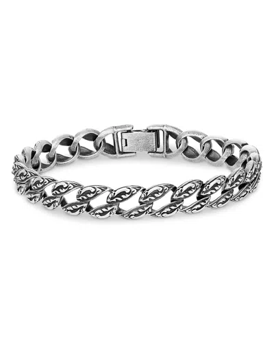 John Varvatos Men's Sterling Silver Gothic Textured Curb Link Bracelet In Metallic