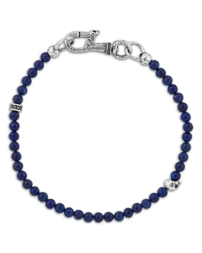 John Varvatos Men's Sterling Silver Lapis & Skull Bead Bracelet In Pattern