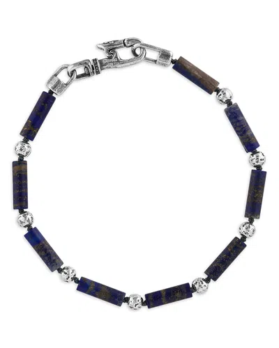John Varvatos Men's Sterling Silver Lapis Bead Link Bracelet In Red