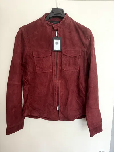 Pre-owned John Varvatos Men's Steve Leather Shirt Jacket In Red