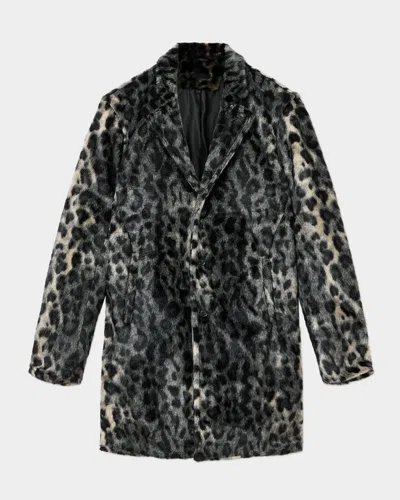 John Varvatos Men's Templeton Leopard-effect Faux Fur Top Coat In Animal Print