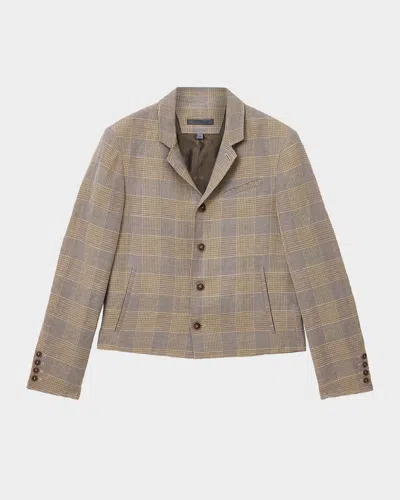 John Varvatos Torino Short Glen Plaid Linen & Viscose Sport Coat