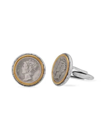 John Varvatos Men's Two-tone Coin Cufflinks In Silver