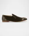 John Varvatos Men's Venice Distressed Velvet Loafers In Chocolate