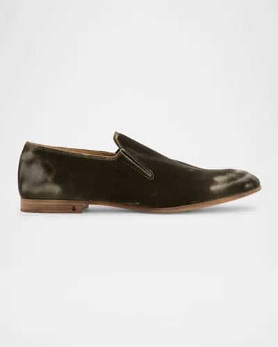 John Varvatos Men's Venice Distressed Velvet Loafers In Chocolate