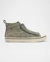 John Varvatos Men's Vulc Degrade Calf Hair Leather Mid-top Sneakers In Rye