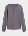 John Varvatos Walden Long Sleeve Cotton Henley In Dry Lavender