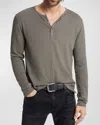 John Varvatos Men's Walden Broken Stitch Henley Shirt In Teakwood