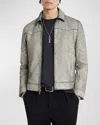John Varvatos Weldon Leather Full Zip Western Jacket In Black/white
