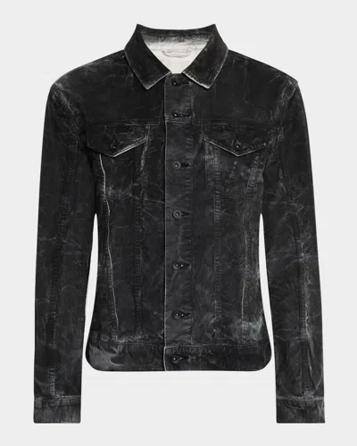 John Varvatos Men's Wesley Garment-dyed Corduroy Trucker Jacket In Black