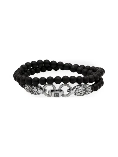 John Varvatos Men's Wolf Sterling Silver & Onyx Beaded Bracelet In Black