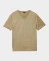 John Varvatos Wooster Slim Fit V-neck Burnout Linen T-shirt In Brown