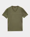 John Varvatos Wooster Slim Fit V-neck Burnout Linen T-shirt In Green