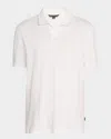 John Varvatos Men's Zion Jacquard Johnny Collar Polo Shirt In White