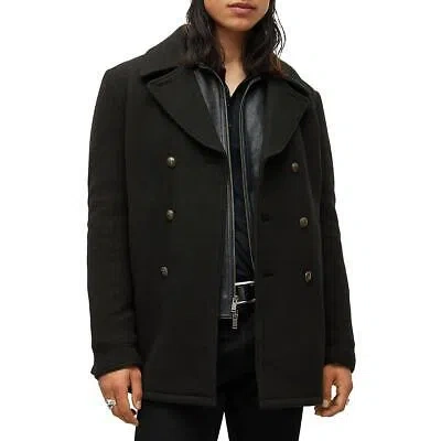 Pre-owned John Varvatos Mens Carlos Black Quilted Heavy Pea Coat Outerwear 50 Bhfo 7657