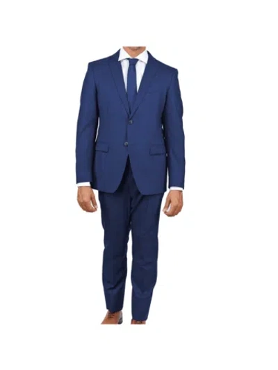 Pre-owned John Varvatos Mens Slim Fit Solid Blue Textured Two Button Wool Stretch Suit