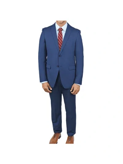 Pre-owned John Varvatos Mens Slim Fit Solid Blue Two Button Wool Suit In ["blue"]