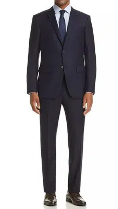 Pre-owned John Varvatos Mens Solid Navy Blue Slim Fit Wool Blend 2 Piece Suit