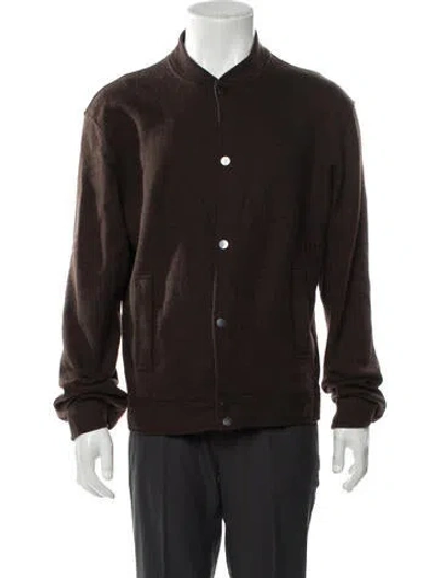Pre-owned John Varvatos Merino Wool Bomber Jacket In Brown