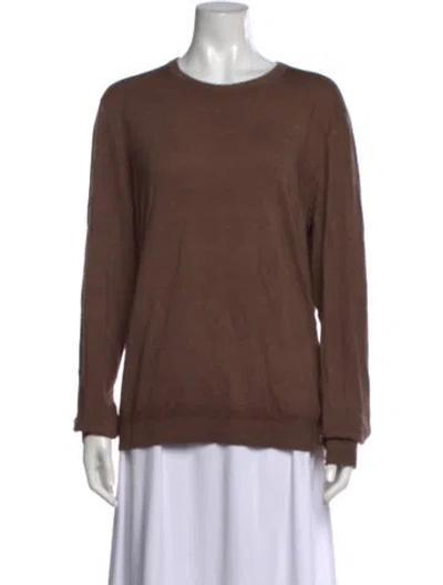 Pre-owned John Varvatos Merino Wool Crew Neck Sweater In Brown