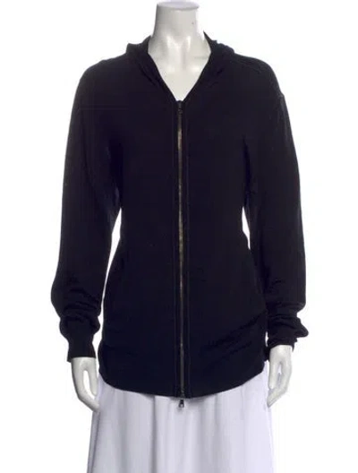Pre-owned John Varvatos Merino Wool Open Front Sweater In Black