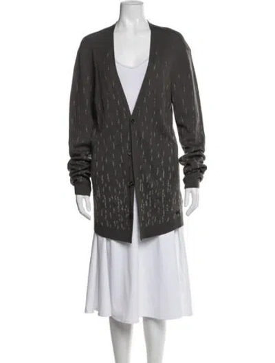 Pre-owned John Varvatos Merino Wool Patterned Sweater In Gray