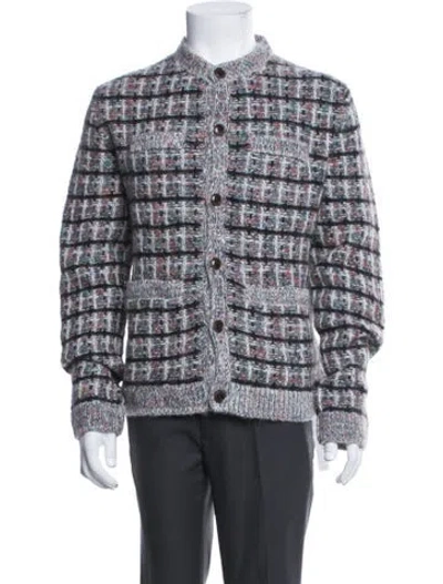 Pre-owned John Varvatos Merino Wool Tweed Pattern Cardigan In Multicolor