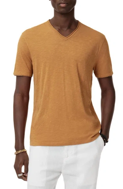 John Varvatos Miles Slub Organic Cotton V-neck T-shirt In Copper