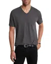 John Varvatos Miles Slub V Neck Tee In Deep Charcoal